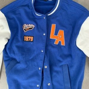 h&m blue varsity/baseball jacket